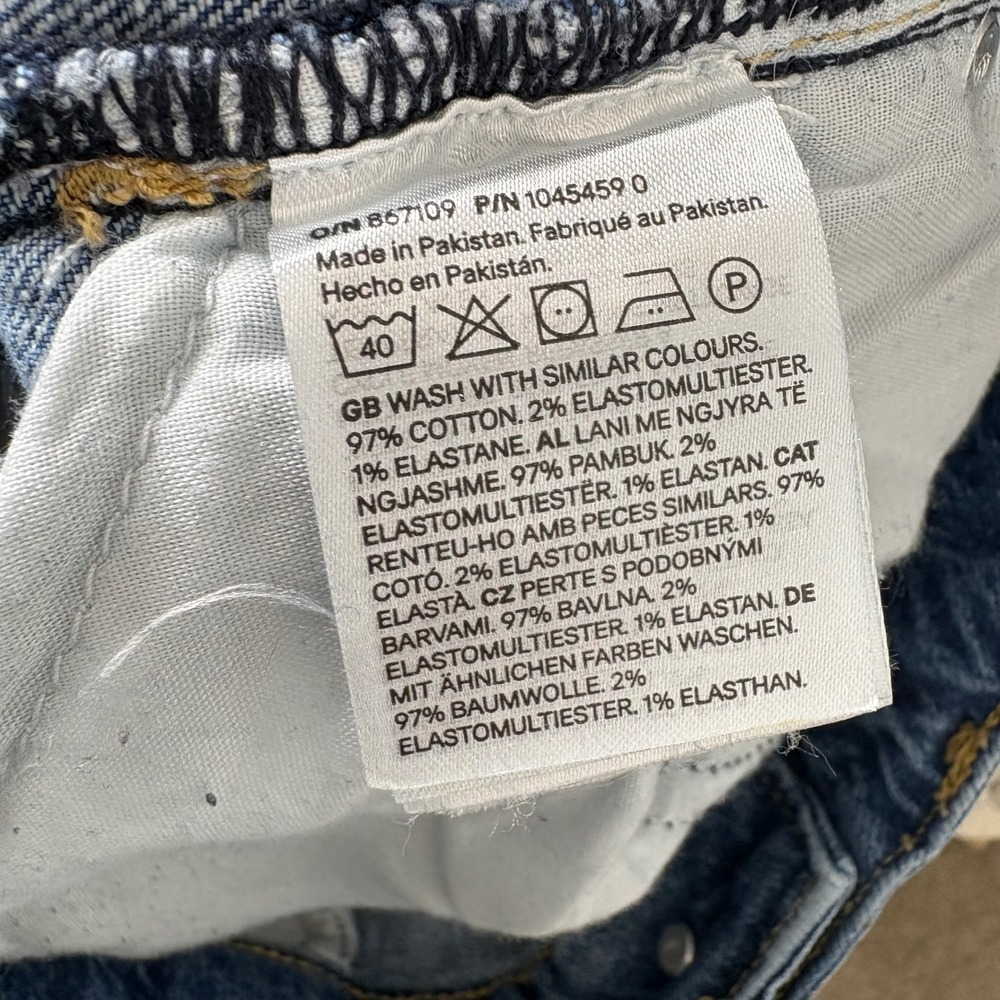 H&M Womens High Waisted Wide Leg Jeans Medium Wash Blue Denim Size 6 - Picture 7 of 7
